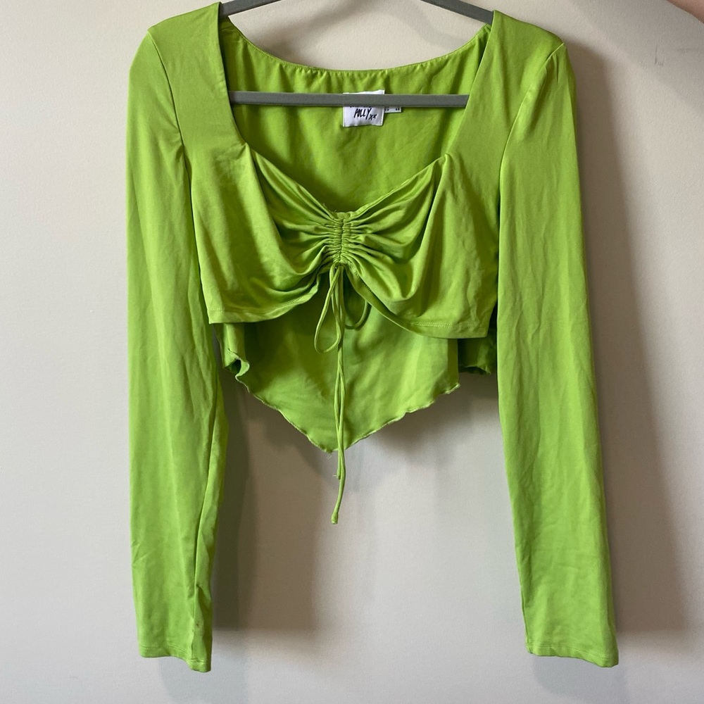 Princess Polly green crop top with adjustable tie front Size 12